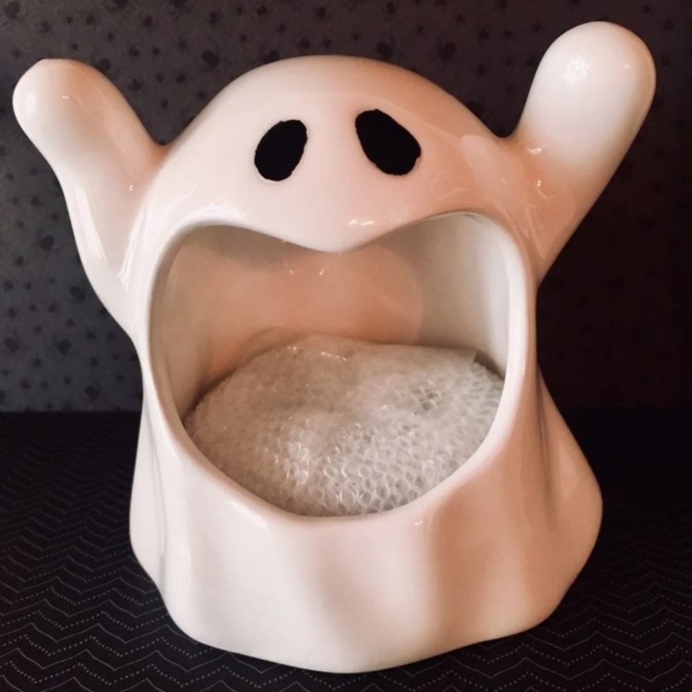 Halloween Ceramic Ghost Scrubby Sponge Holder - Picture 2 of 5